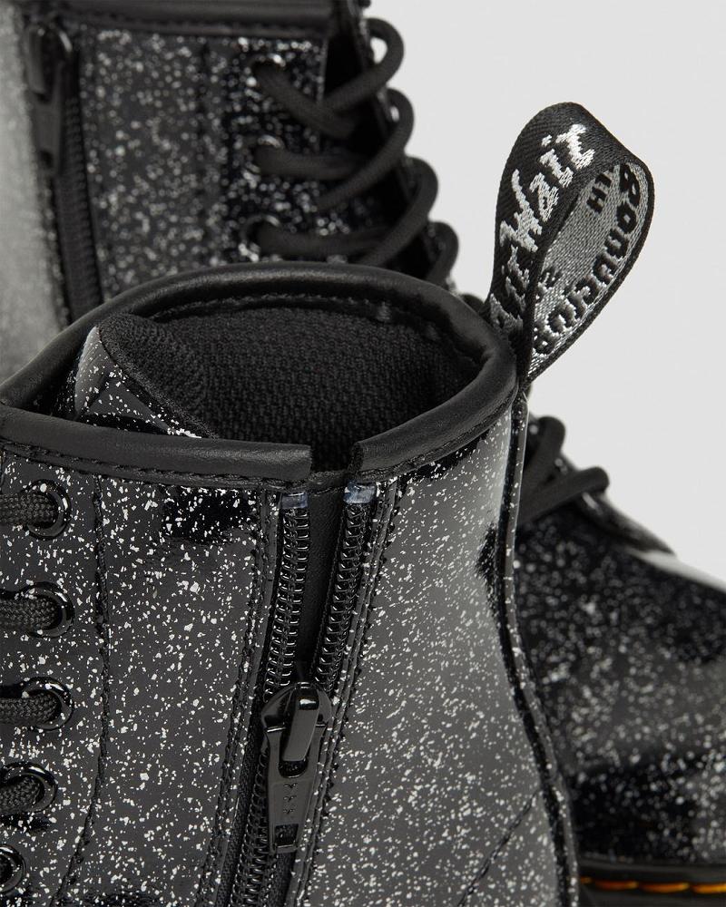 Black Kids' Dr Martens Junior 1460 Glitter Lace Up Boots | CA 676DFM